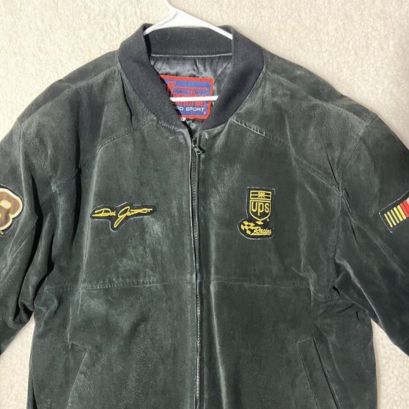 Jeff Hamilton Pro Sport Suede Jacket NASCAR Ups Men’s XL Black Dale Jarrett - Picture 3 of 16